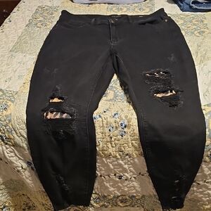 Judy Blue Black Skinny Fit Jeans - Classic Jet Black With Animal Print Underlay